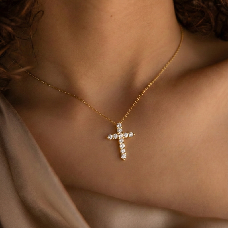 Mossanite Cross Necklace
