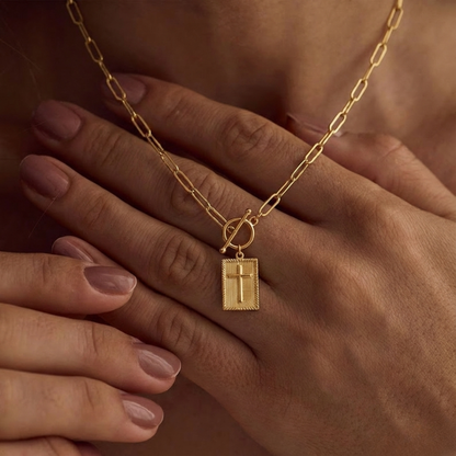 Paperclip Cross Necklace