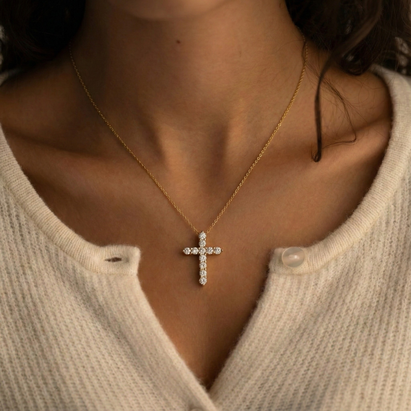 Mossanite Cross Necklace