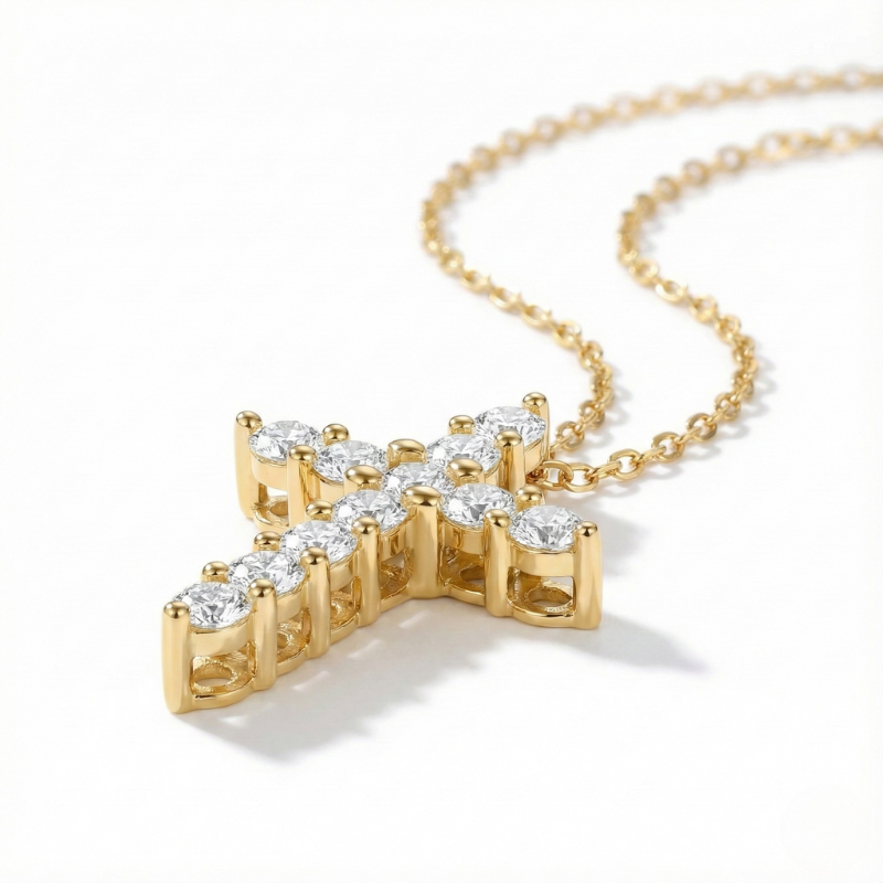 Mossanite Cross Necklace