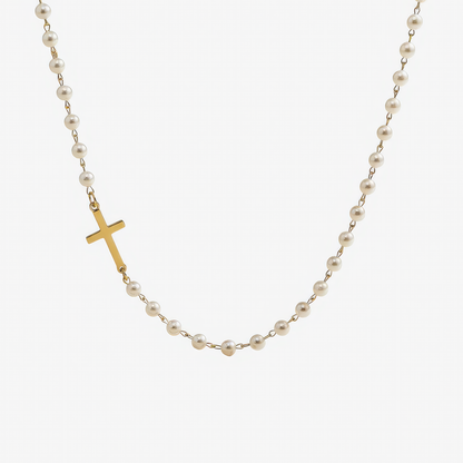 Freshwater Pearl Cross Necklace